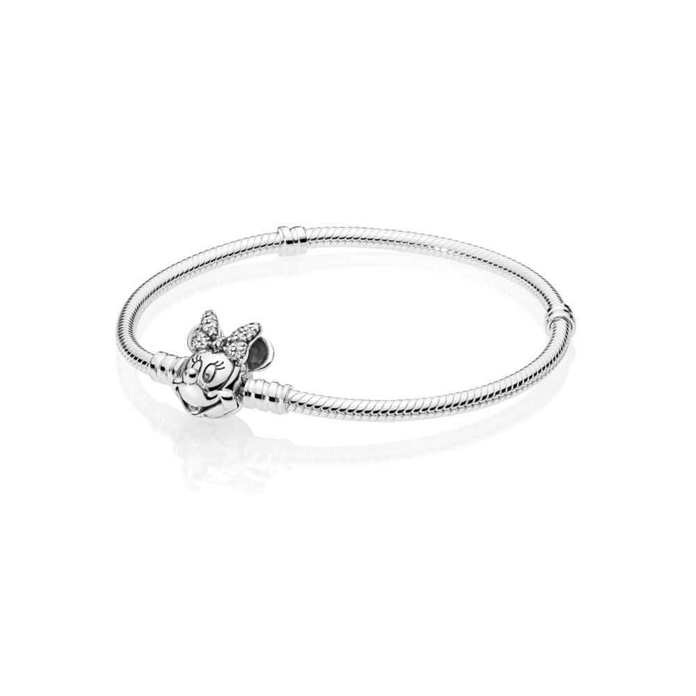 Pandora Disney Moments Pavé Minnie Mouse Clasp Snake Chain Bracelet