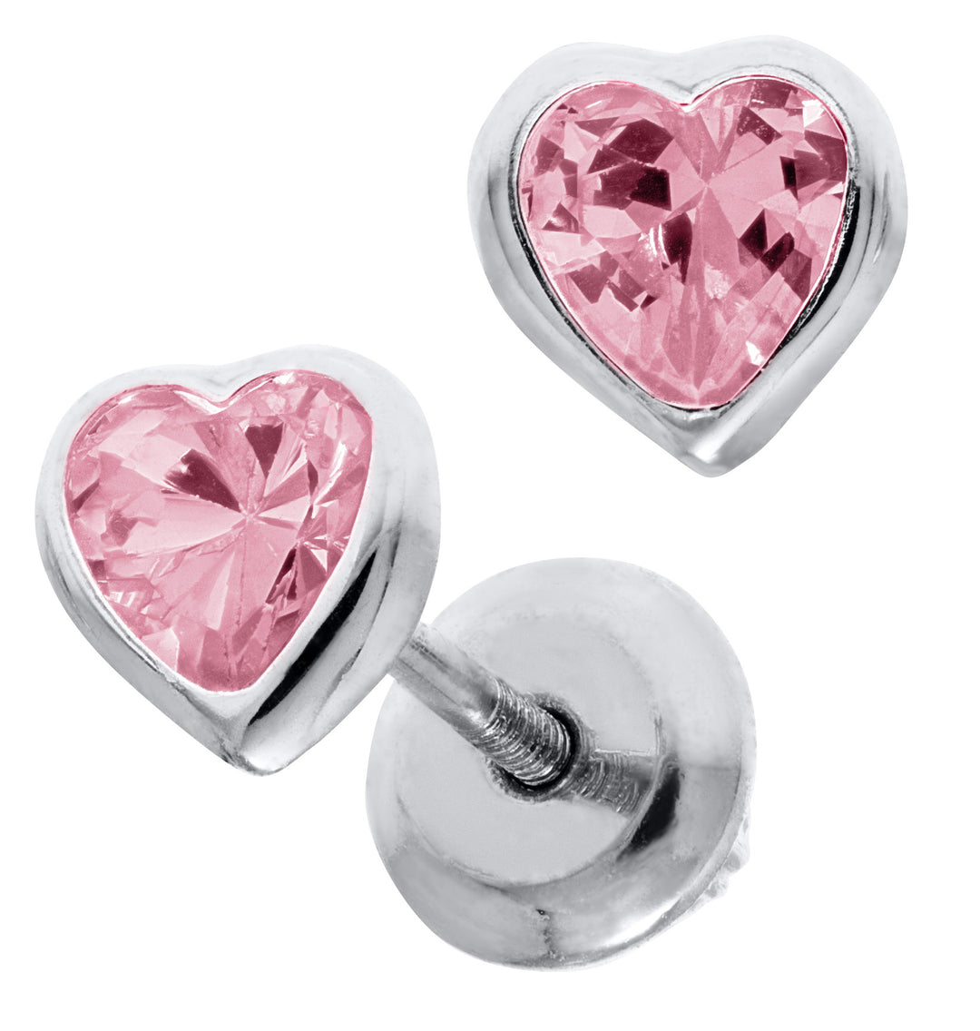 Sterling Silver Screw Back Heart Earrings