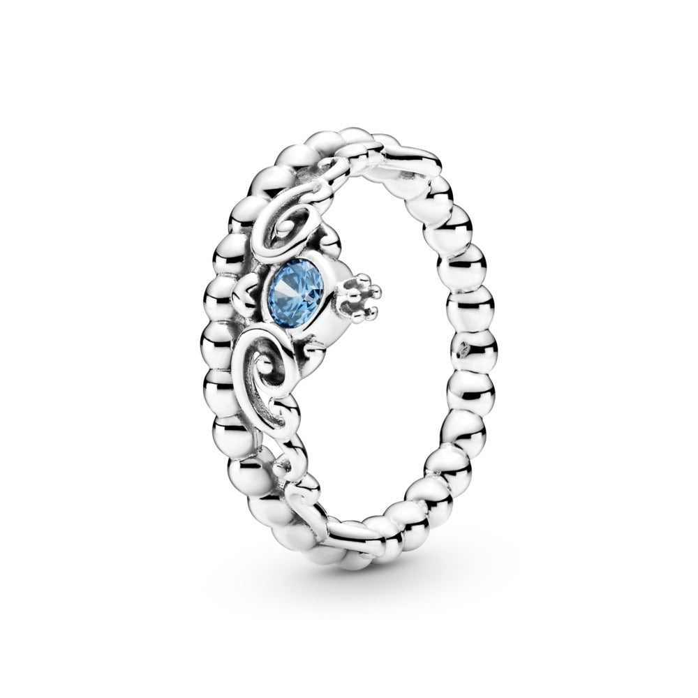 FINAL SALE Pandora Disney Cinderella Blue Tiara Ring, size 6.0