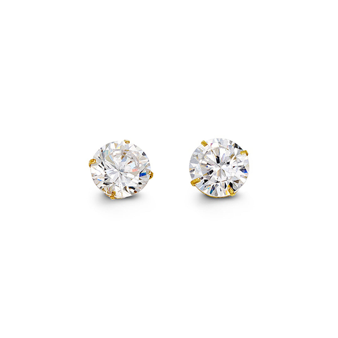 14K 7MM CZ Stud Earrings