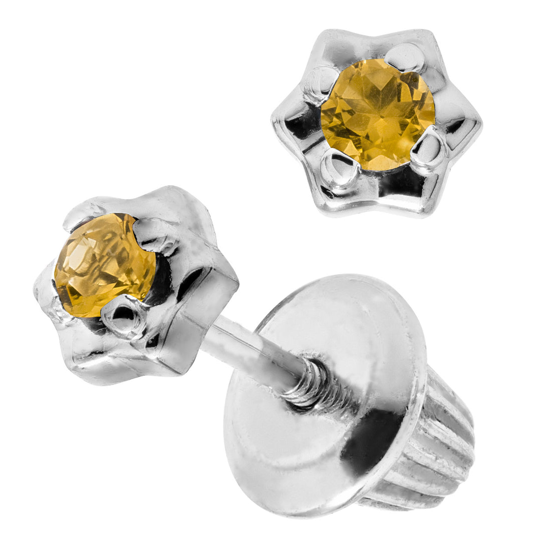 Sterling Silver Child's November Birthstone Earrings