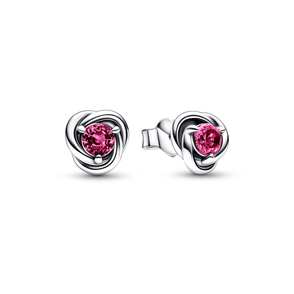 Pandora Birthstone October Pink Eternity Circle Stud Earrings