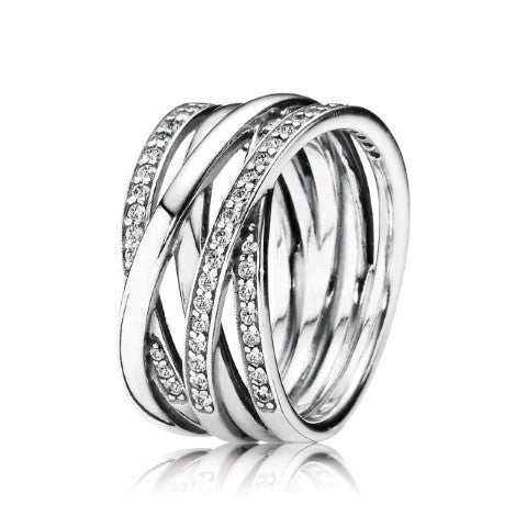 Pandora Sparkling & Polished Lines Ring, size 4.5