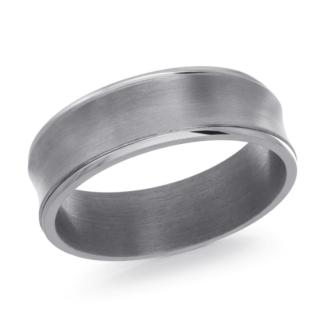 Comfort Fit Tantalum 7MM Wedding Band with Concave Satin Finish and Polished Edges