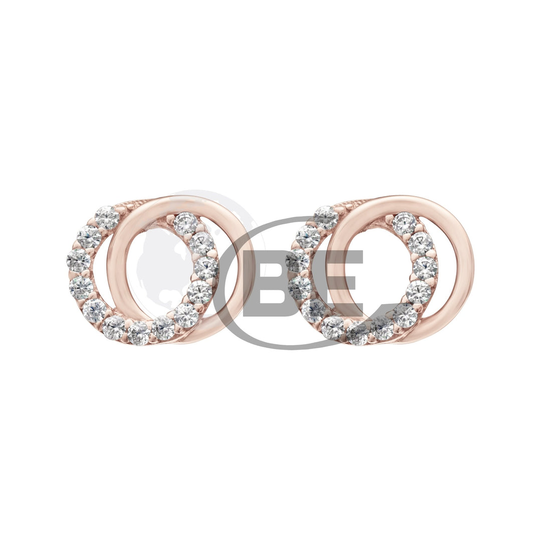 10K Double Circle CZ Studs