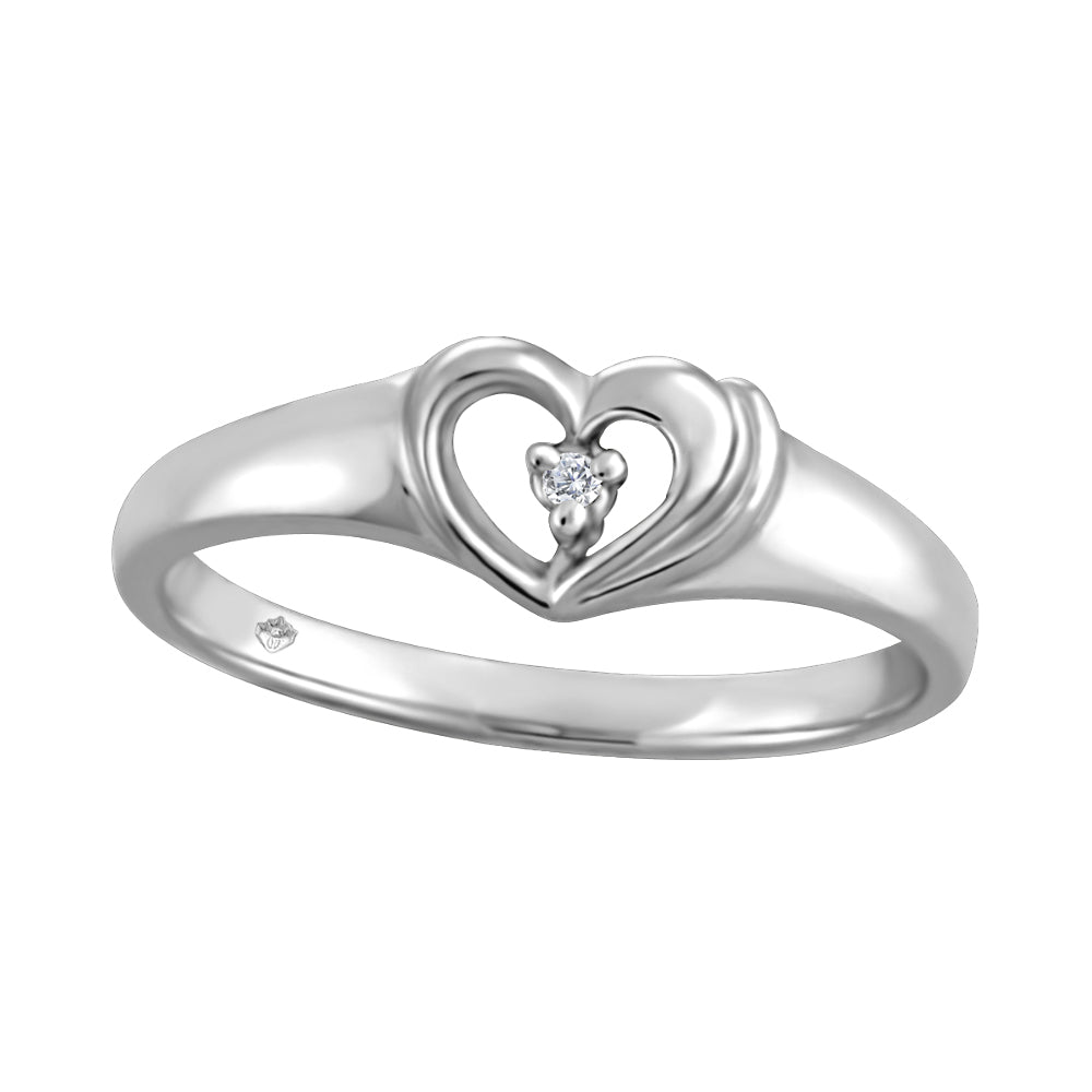 10K Diamond Heart Ring; 0.01TCW