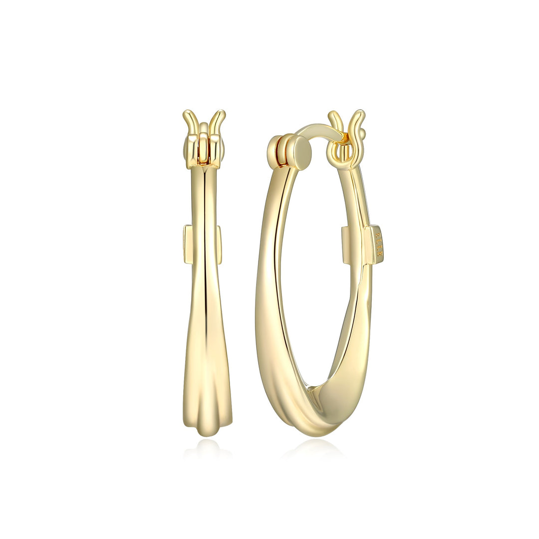 ELLE "Swirl" Gold-Plated Sterling Silver Graduated Oval Hoop Earrings