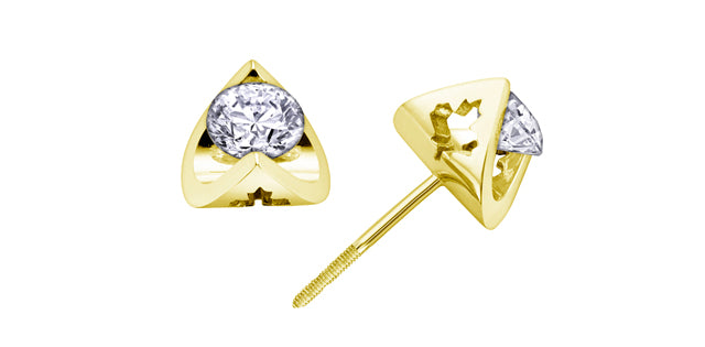 I am Canadian 14k Yellow Gold Diamond Studs. 0.30tcw