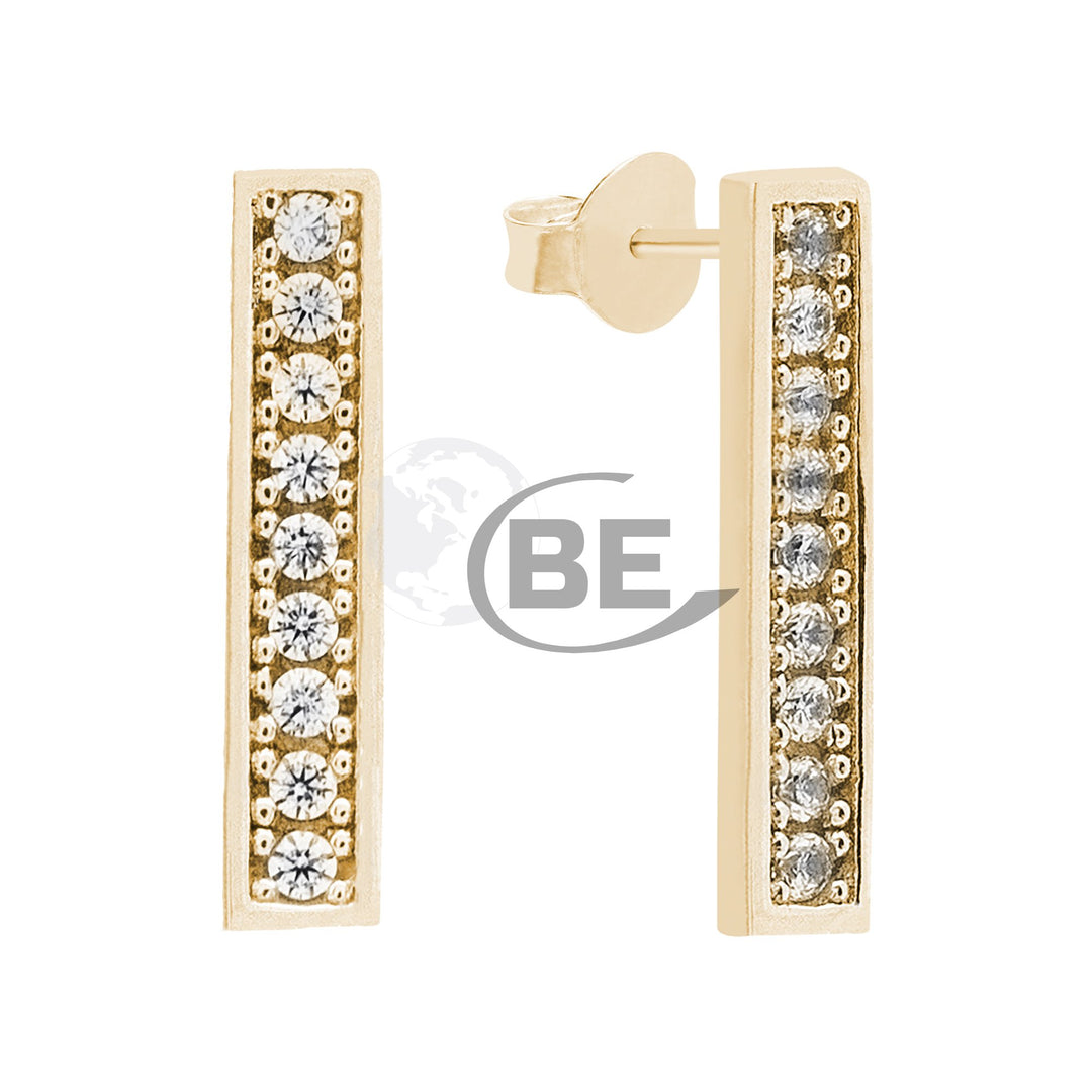 10KY Bar Earrings CZ