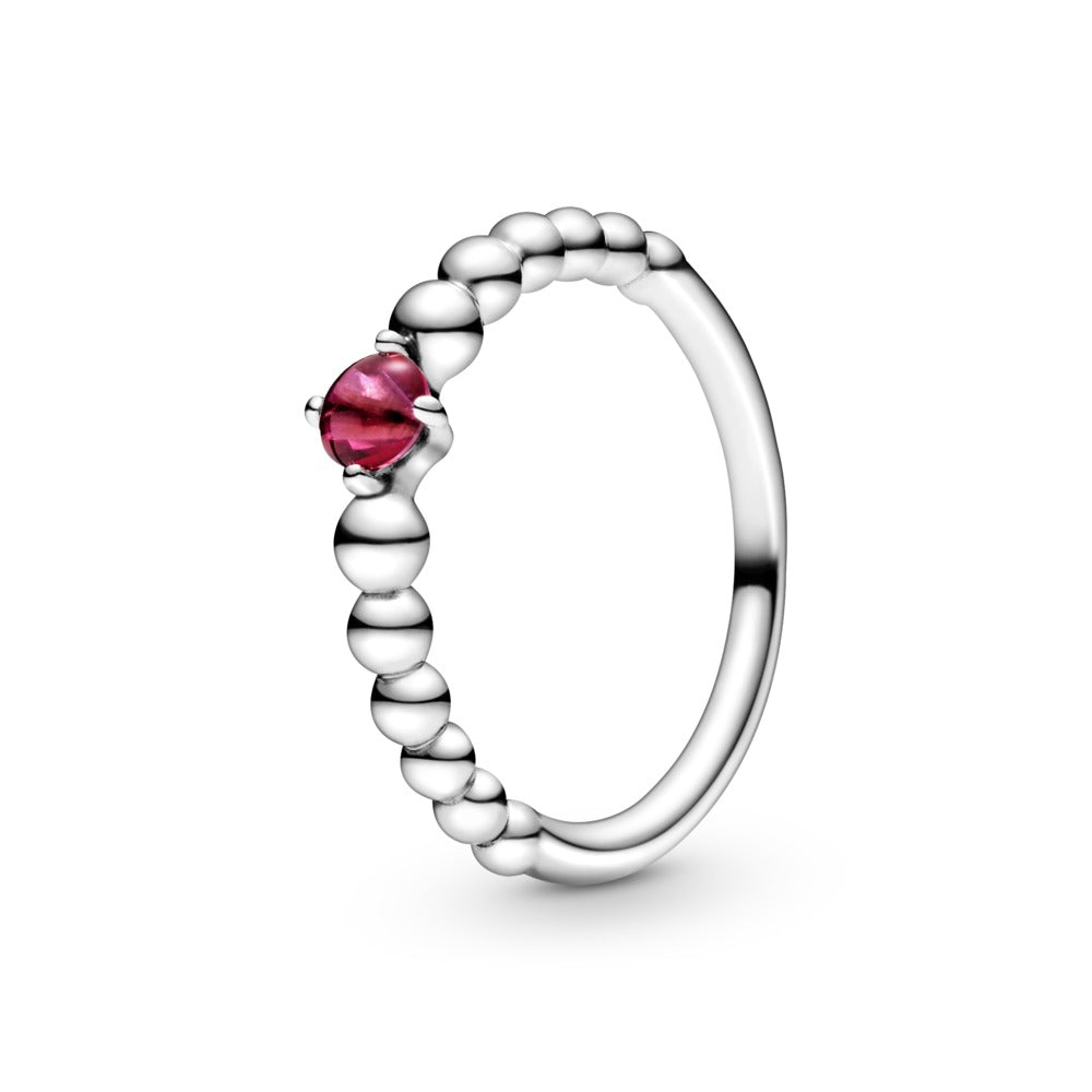 FINAL SALE - Pandora July Blazing Red Beaded Ring, size 7