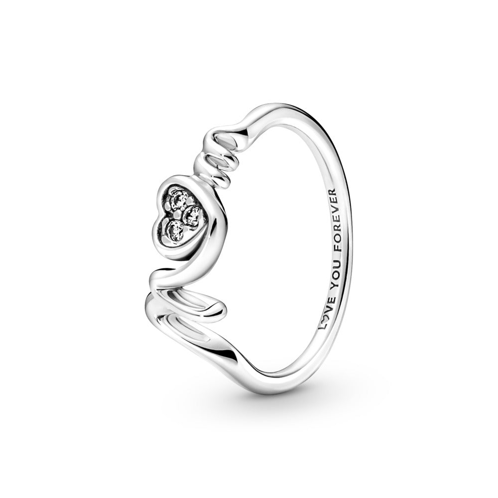 Pandora Mom Pavé Heart Ring, Size 7