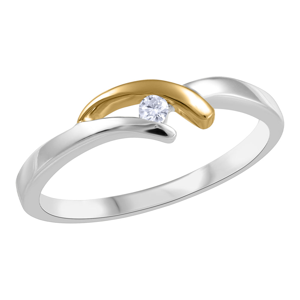10K 2-Tone Diamond Ring, 0.04ct