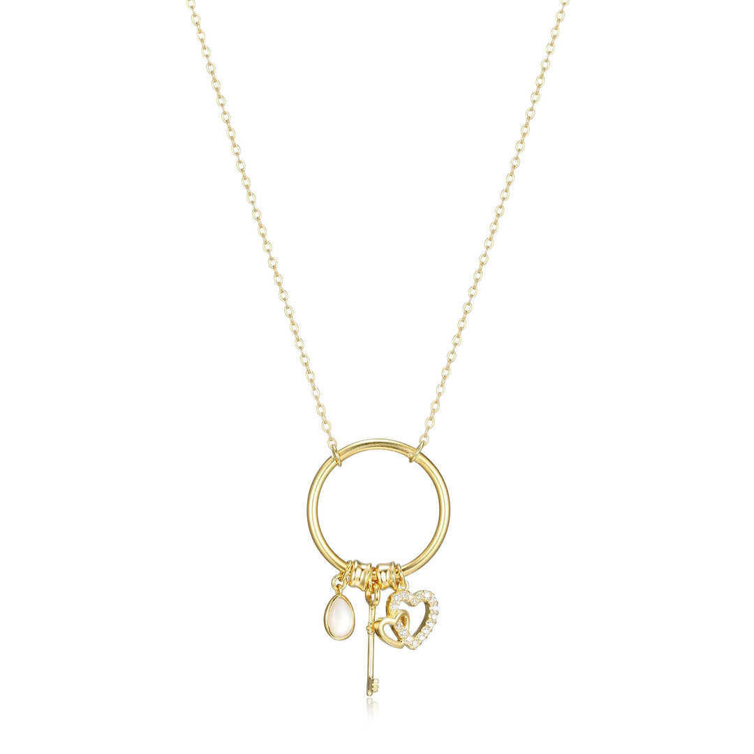 Reign Circle Pendant with 3 Charms - 20"