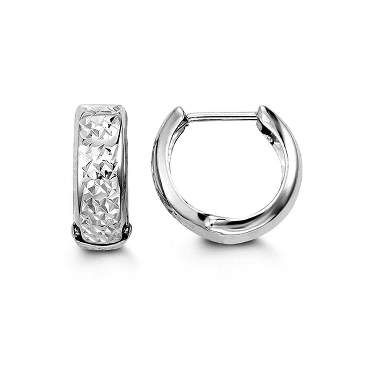 10K Diamond Cut Huggie Hoops