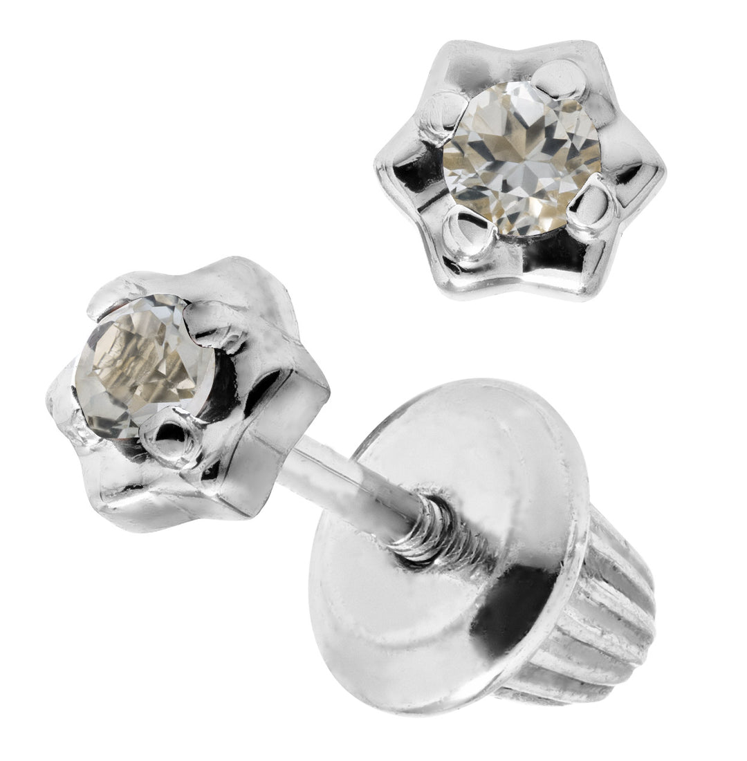 Sterling Silver Child's March Birthstone Earrings