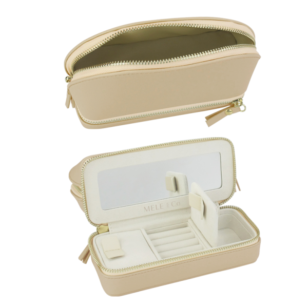 Mele & Co. "Duo" Travel Jewellery Case - Tan