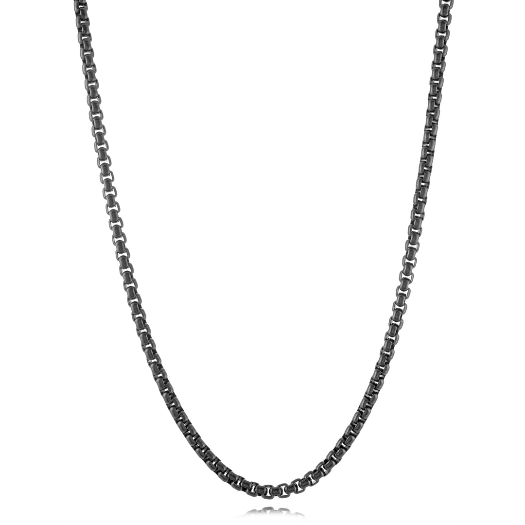 Italgem Steel 2.5MM Matte Black Round Box Chain, 22"