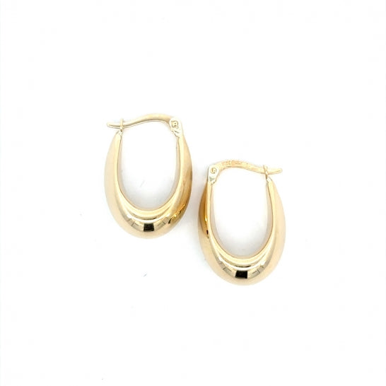 10K yellow gold oval puff holl