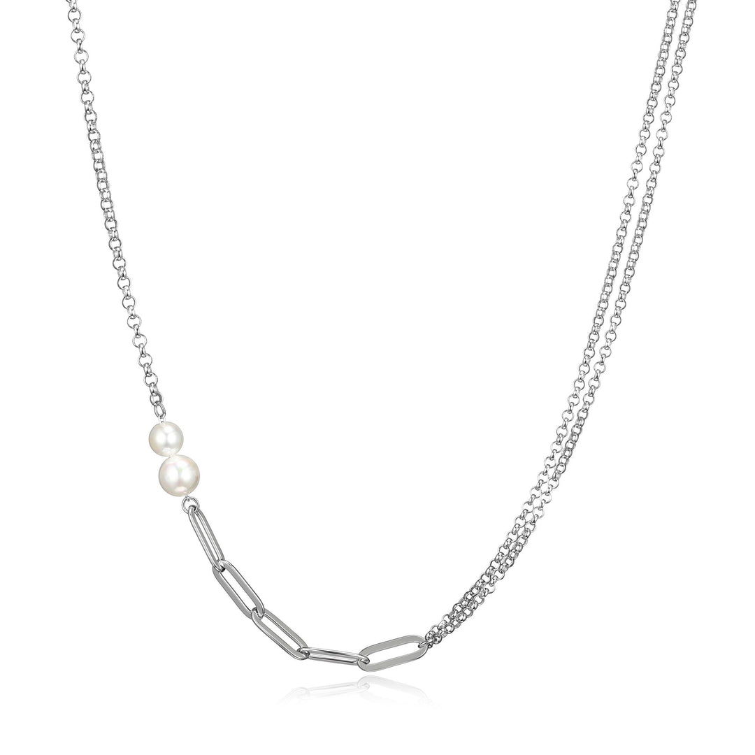 ELLE Gem Clip Pearl Chain Necklace