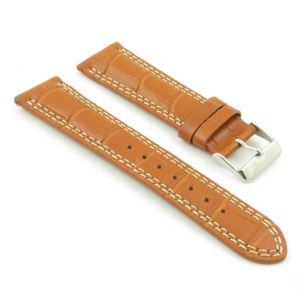 Tan crocodile embossed leather