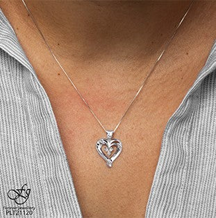 10 Karat 0.045TDW Diamond Heart Necklace, 18"