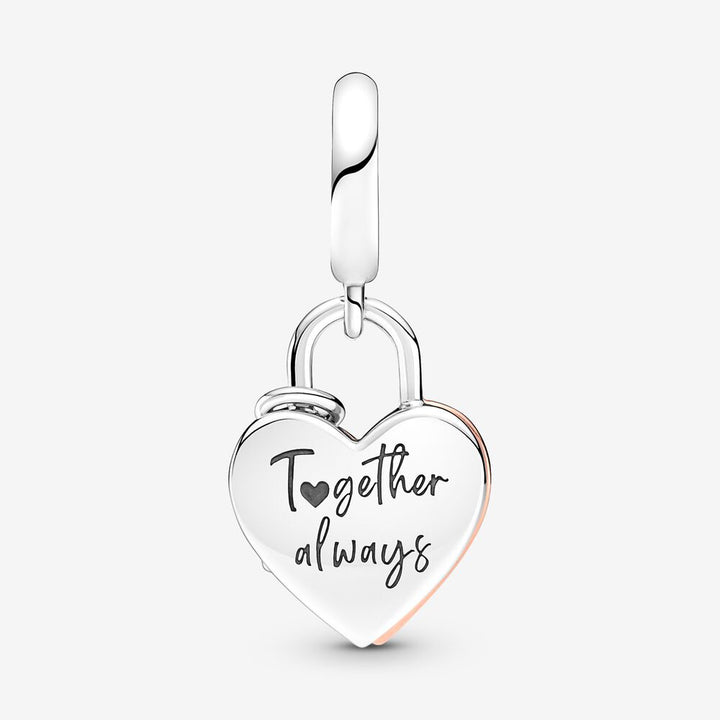 Pandora Heart Padlock Double Dangle Charm