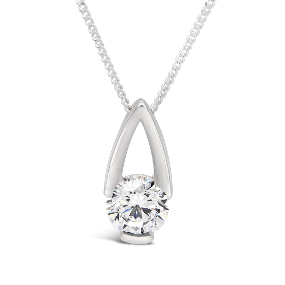 GNM Collections Sterling Silver Solitaire Necklace