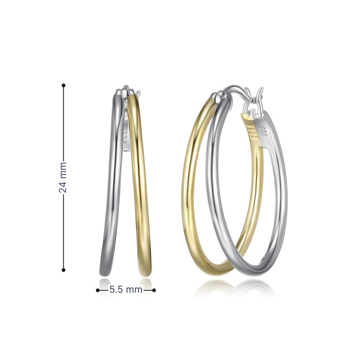 ELLE 'Simpatico" Two Tone Double Hoop Earrings