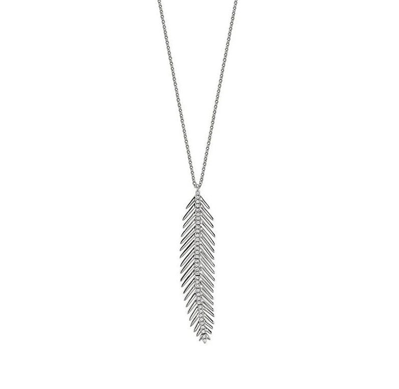 14k white gold leaf pendant fe