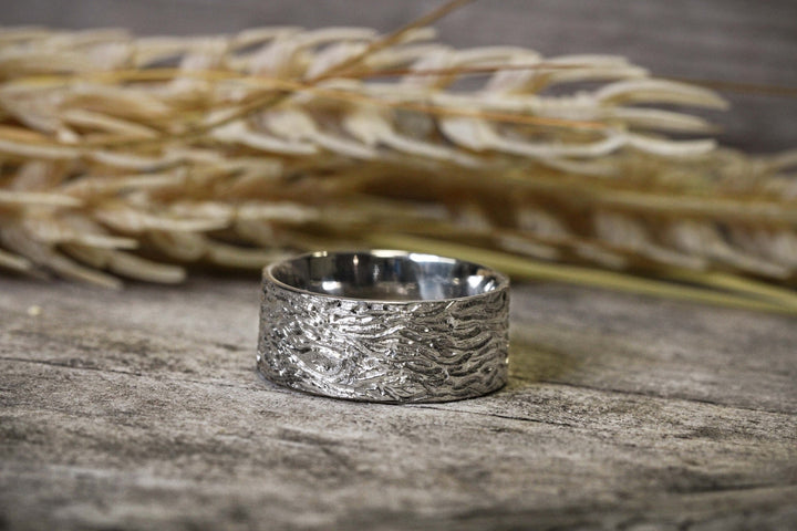 Bark Patterned Carved 10mm Band