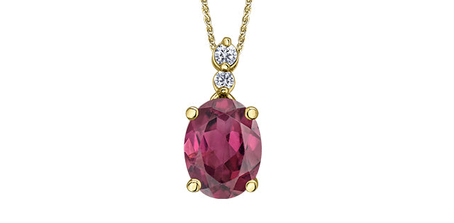 10 Karat Rhodolite Garnet Drop Necklace