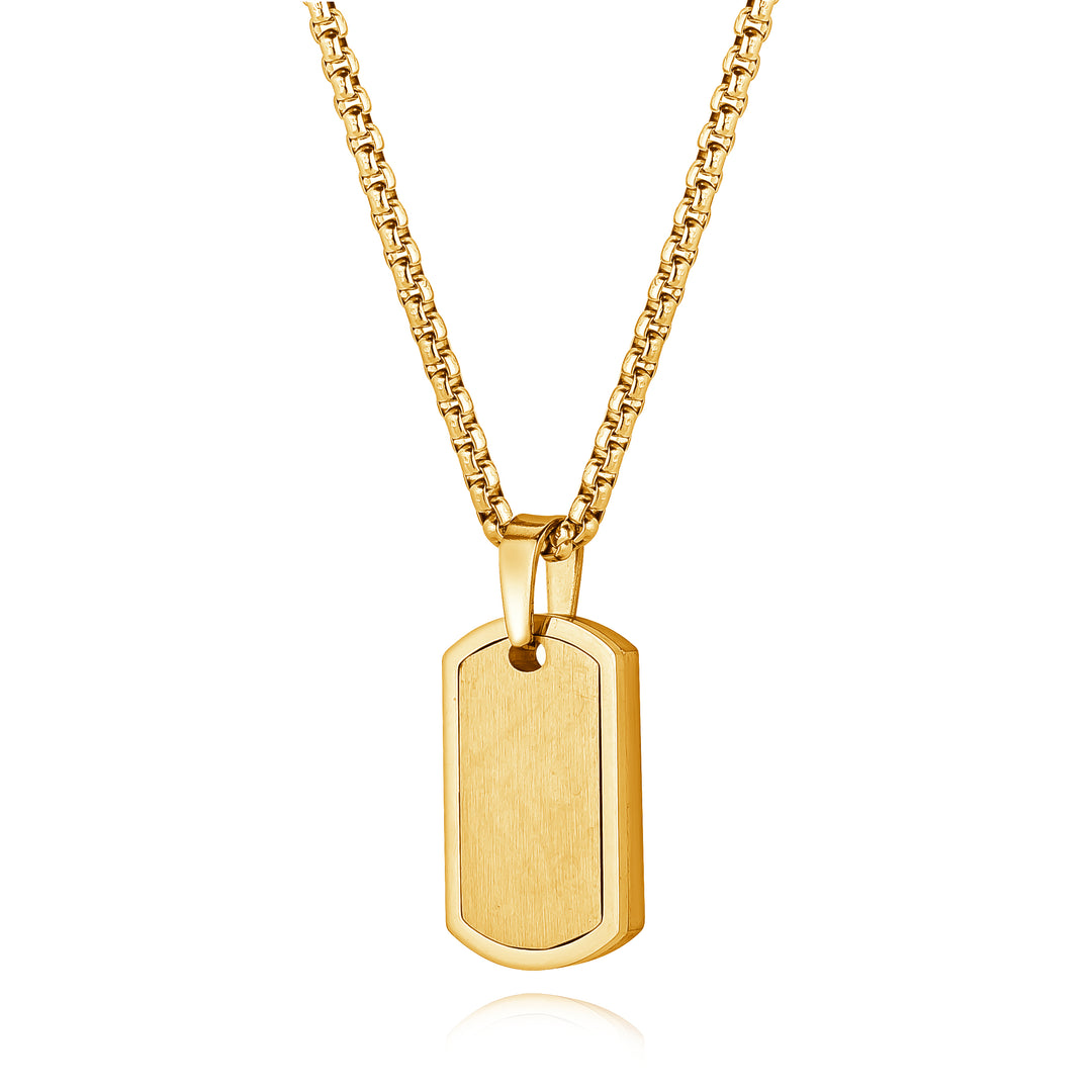 Stainless Steel Gold Plated Dog Tag Necklace.