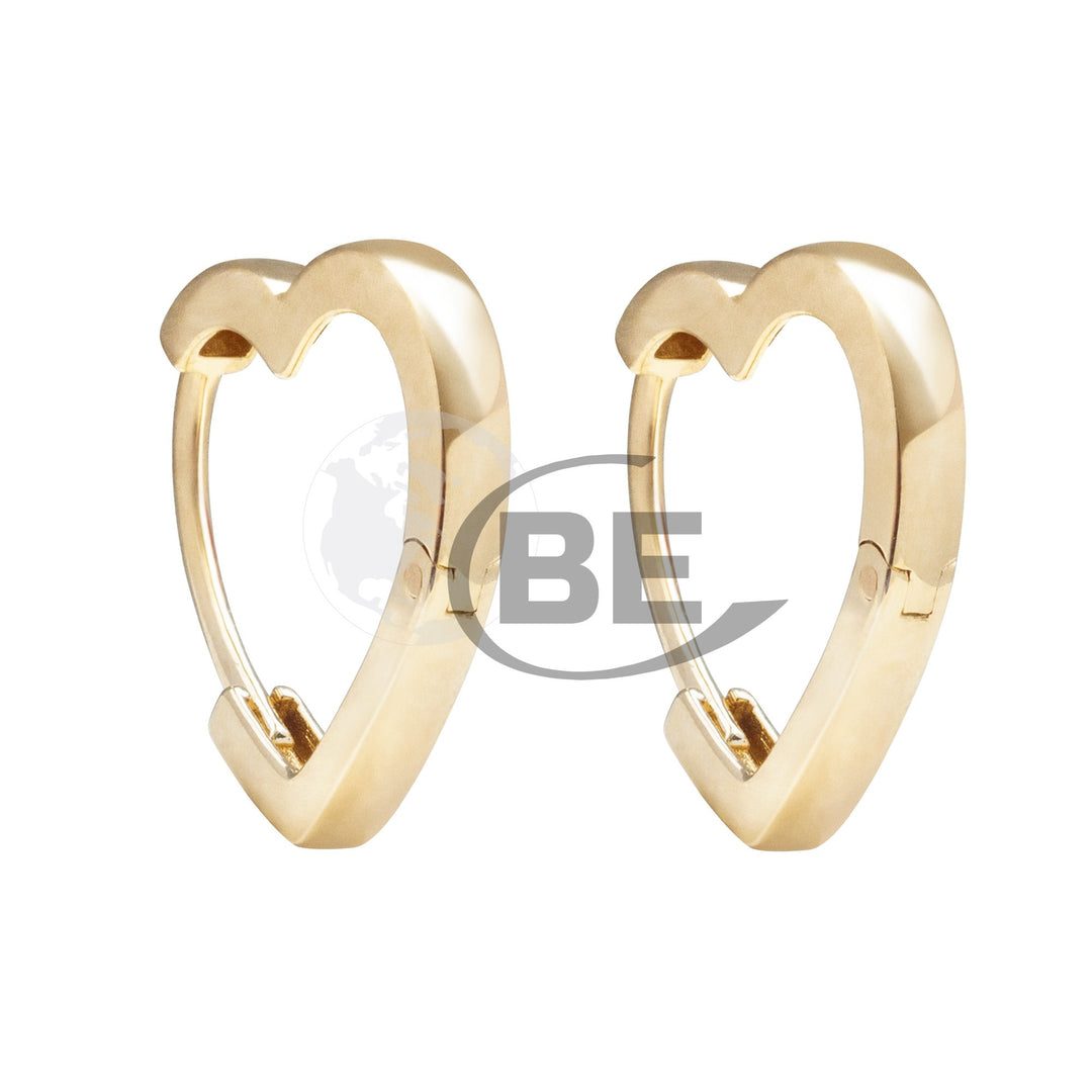 10K Plain Heart Huggie Earrings