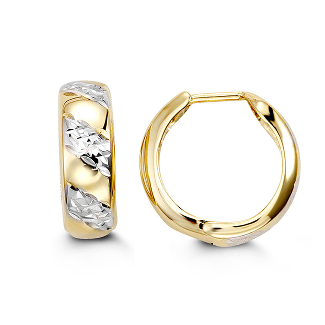 10K Two Tone Huggies Hoops