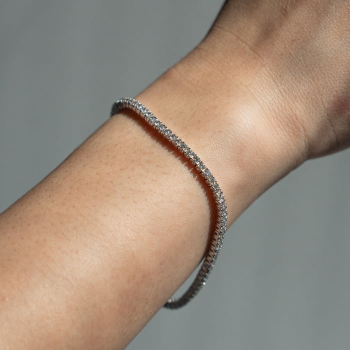 Lab-Grown Silver Tennis Bracelet, 2.00TDW