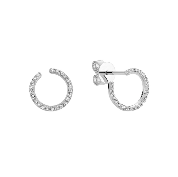 10K Gold Swirl Diamond Earrings, 0.14 TDW