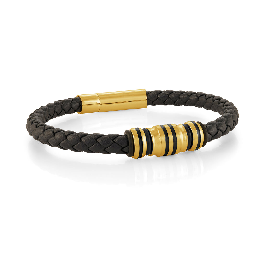 Italgem Steel Leather Bracelet, 8.25"