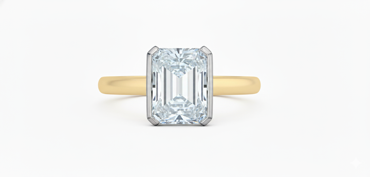Lab-Grown Half Bezel Diamond Engagement Ring, 2.08TDW