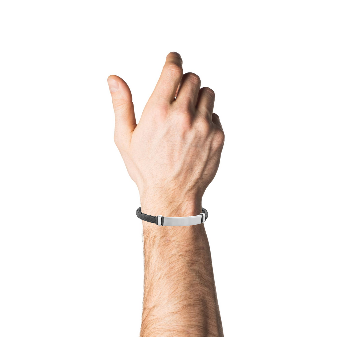 Steel & Leather 5.6MM Braided Bracelet, 8.0"