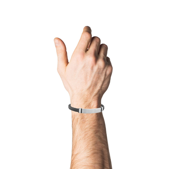 Steel & Leather 5.6MM Braided Bracelet, 8.0"