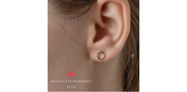 Maple Leaf Diamonds 10k Gold Small Circle Diamond Stud Earrings. 0.10tcw