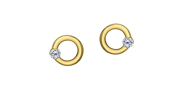 Maple Leaf Diamonds 10k Gold Small Circle Diamond Stud Earrings. 0.10tcw