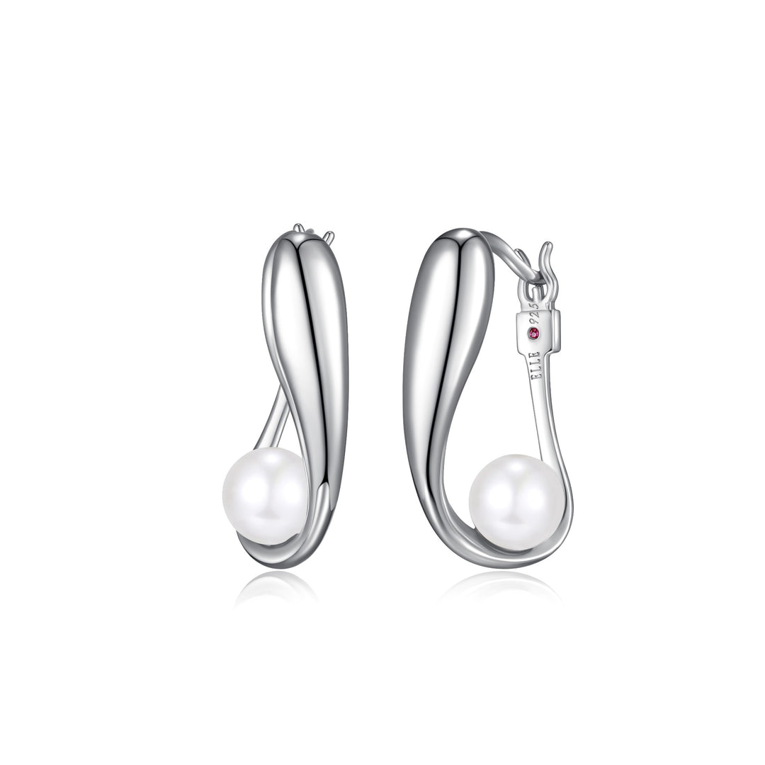 ELLE "Caramel" Pearl Hoop Earrings