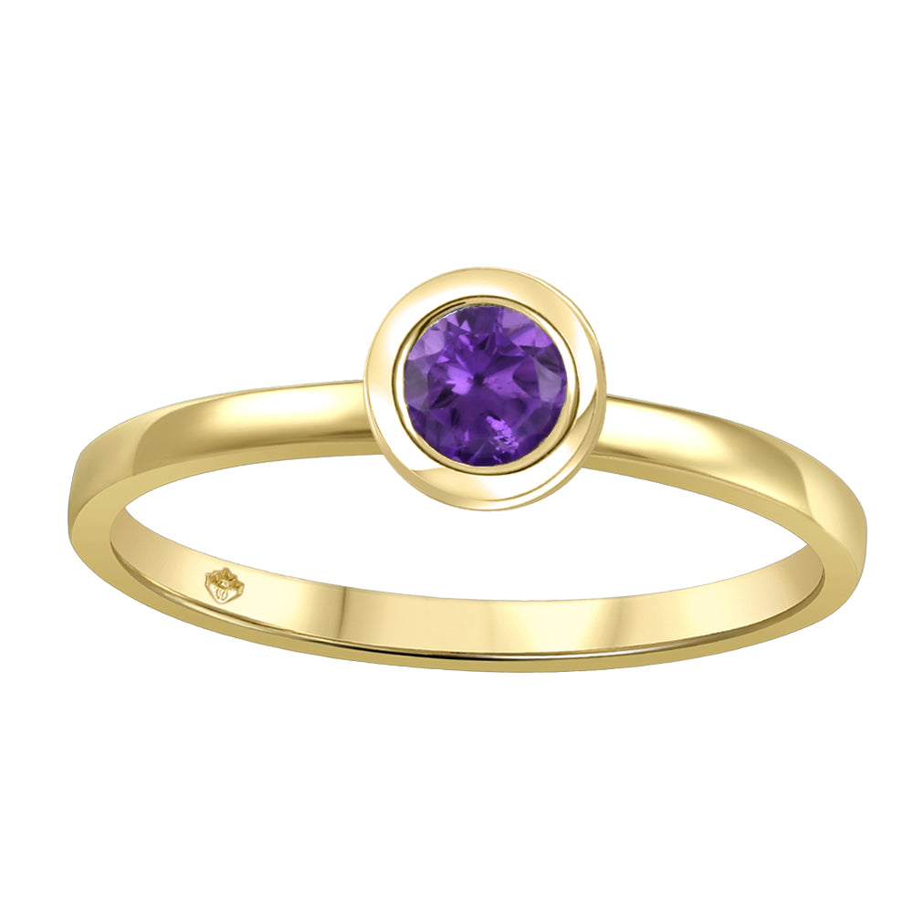 10K Bezel Set Birthstone Ring - February