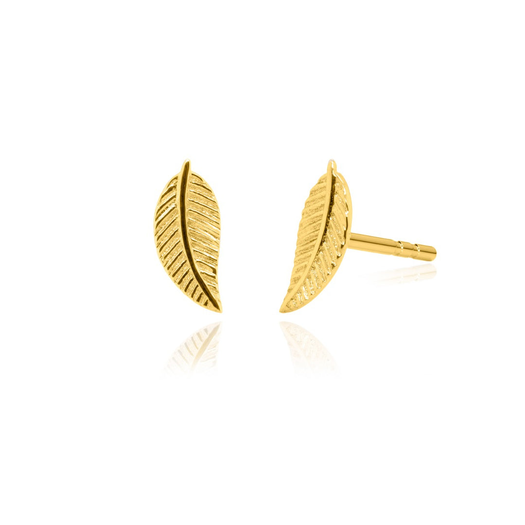10K Feather Micro Stud Earrings