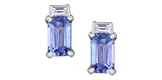 10K Tanzanite & Diamond Stud Earrings