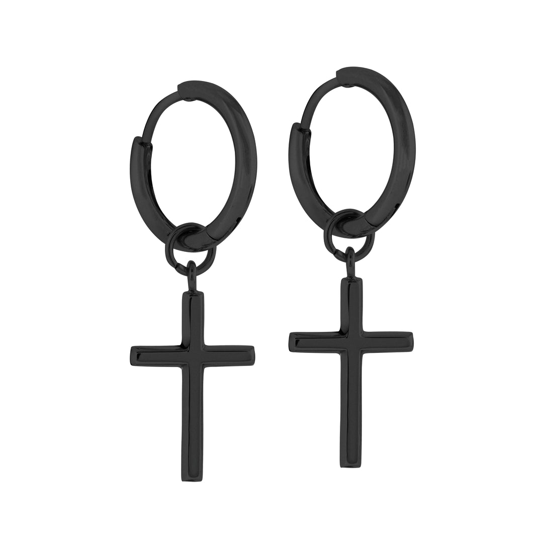 Italgem Steel Hoop Earrings with Cross