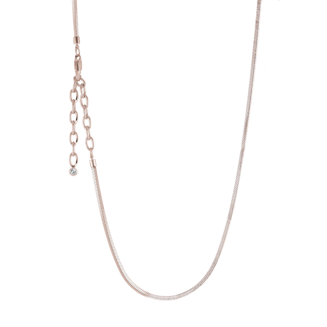 Stainless Steel Rose Plated Square Snake Chain.