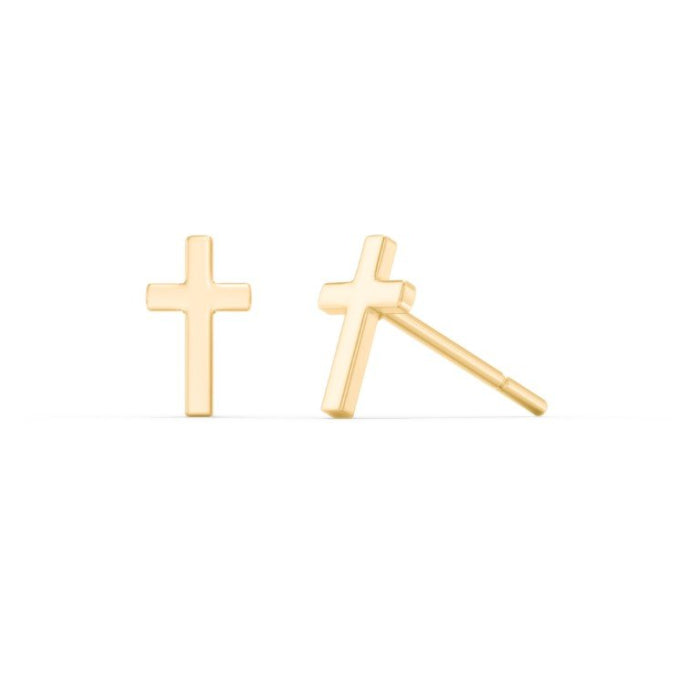 10K Polished Cross Stud Earrings