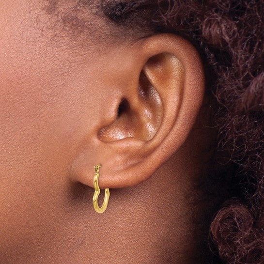 10K Heart Shaped 16MM Hoop Earrings